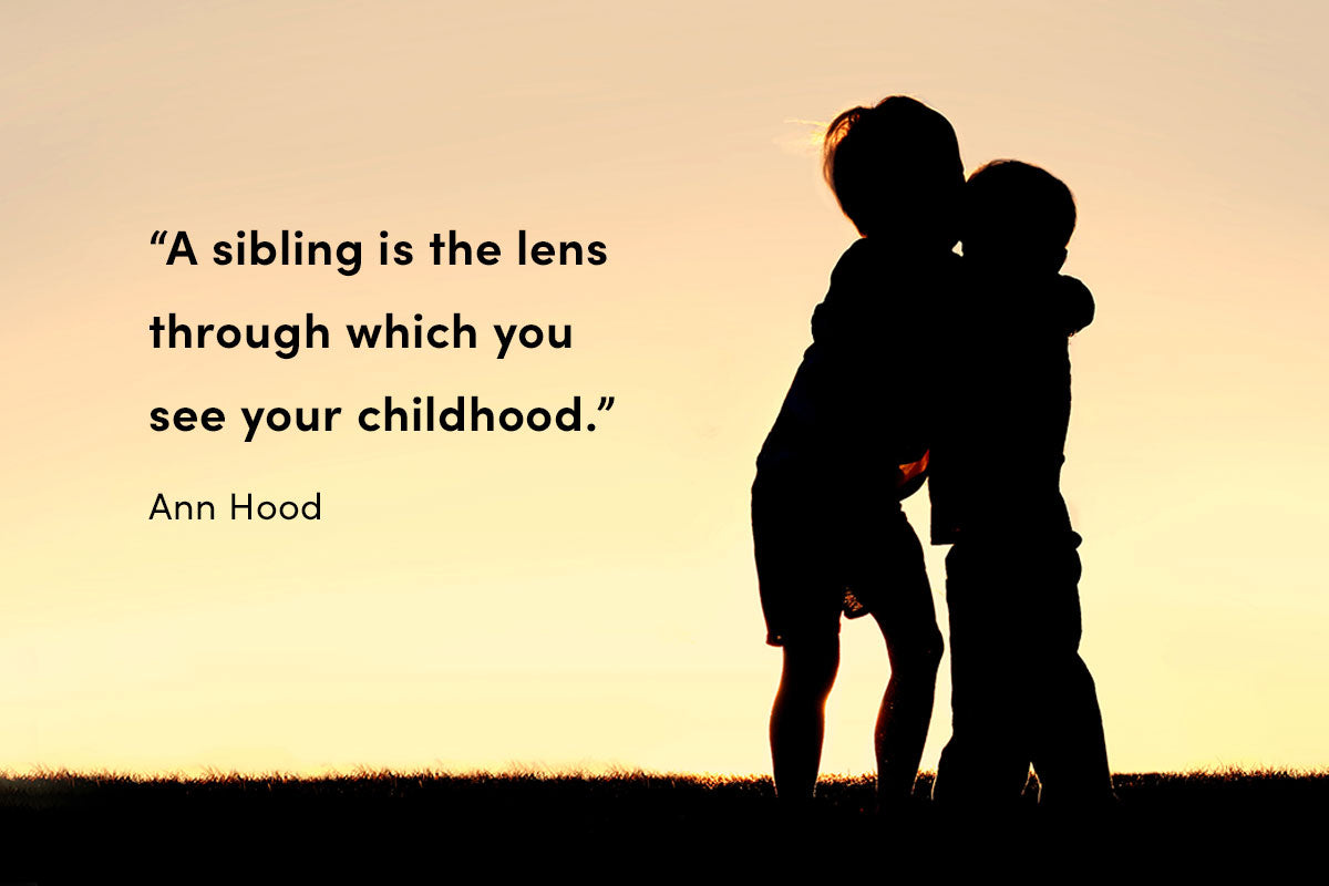 Silhouette Photo of Siblings With Quote