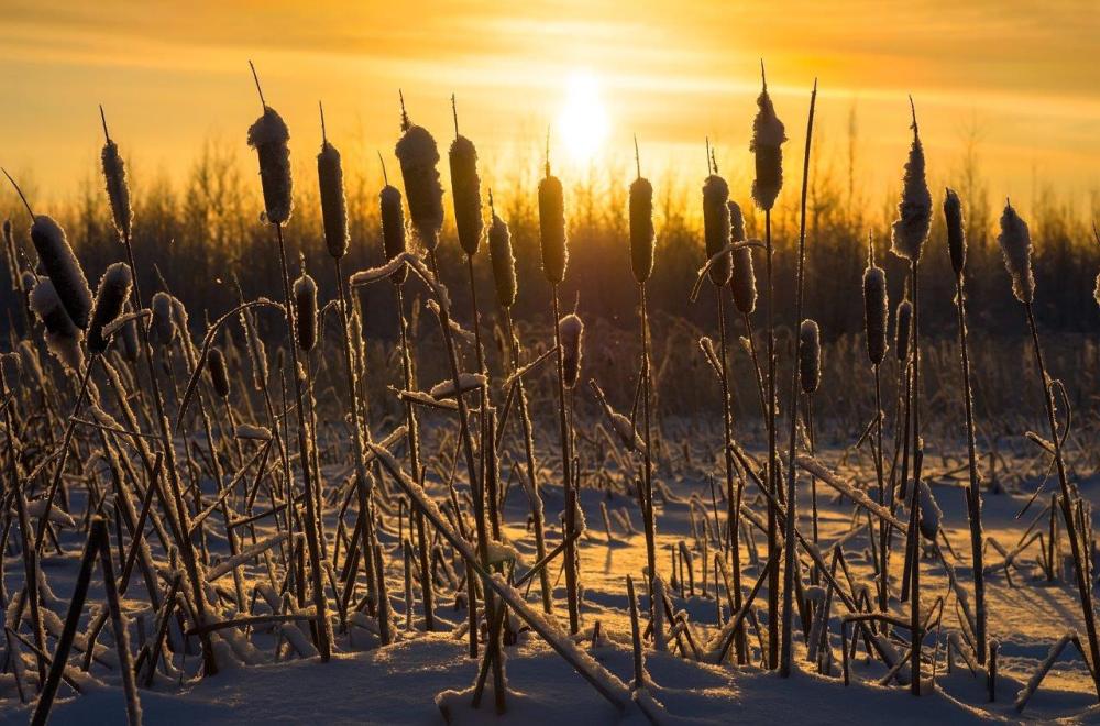 Bullrushes at sunset - example of leading lines in photography