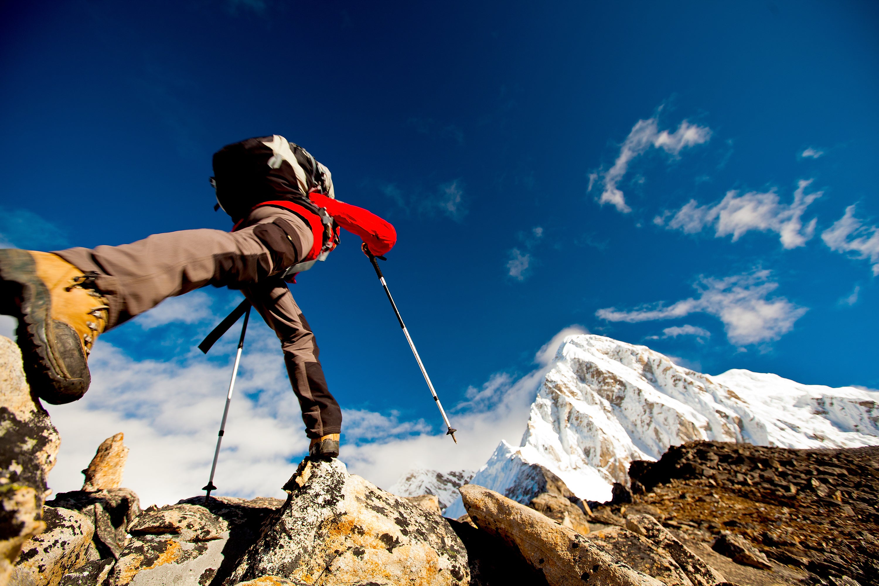 Hiker in Himalayan Mountains