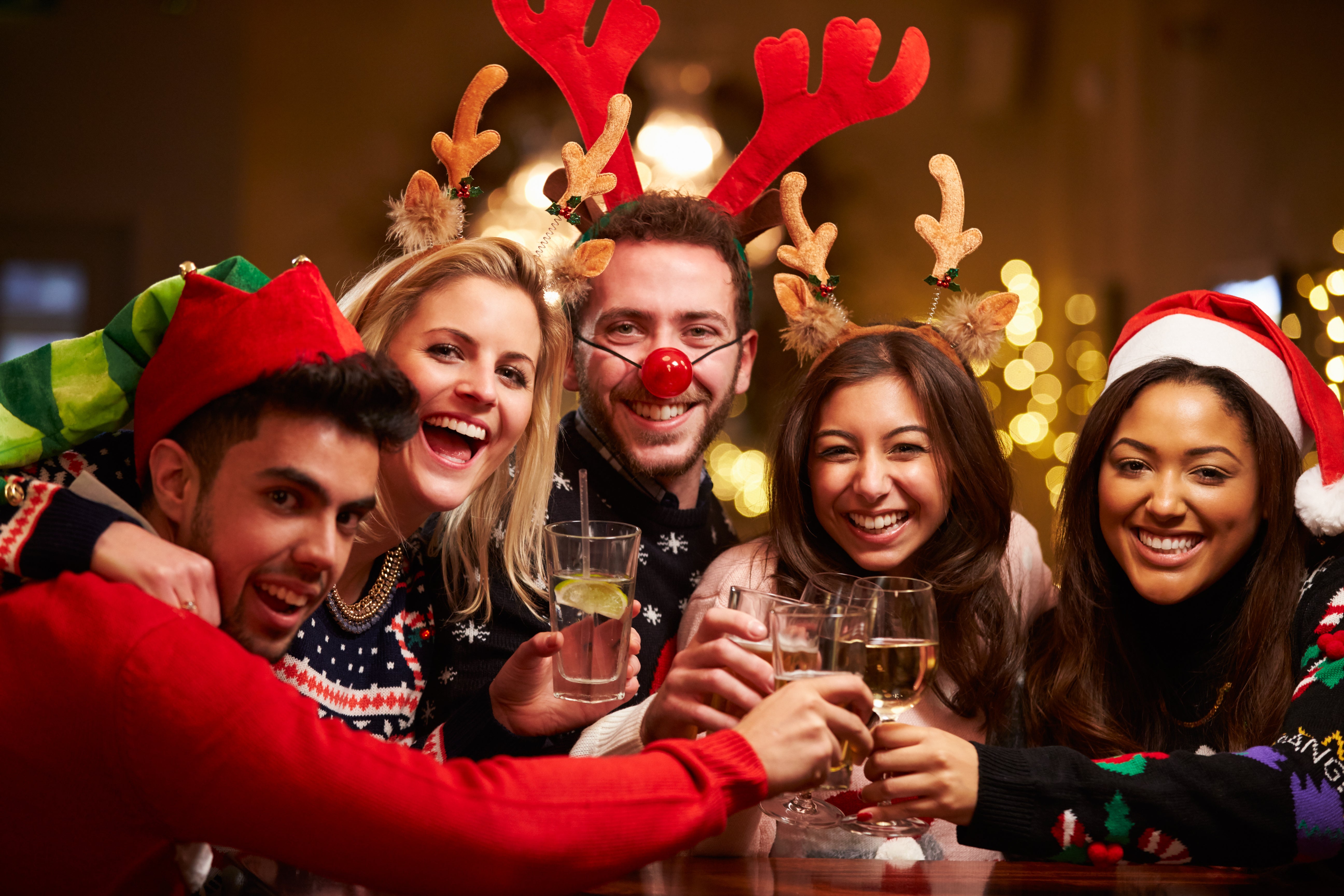 Group of friends together at Christmas - holiday photography example