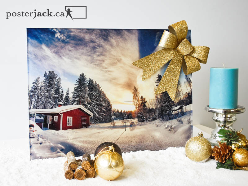 Posterjack Acrylic Print with holiday decorations in the snow