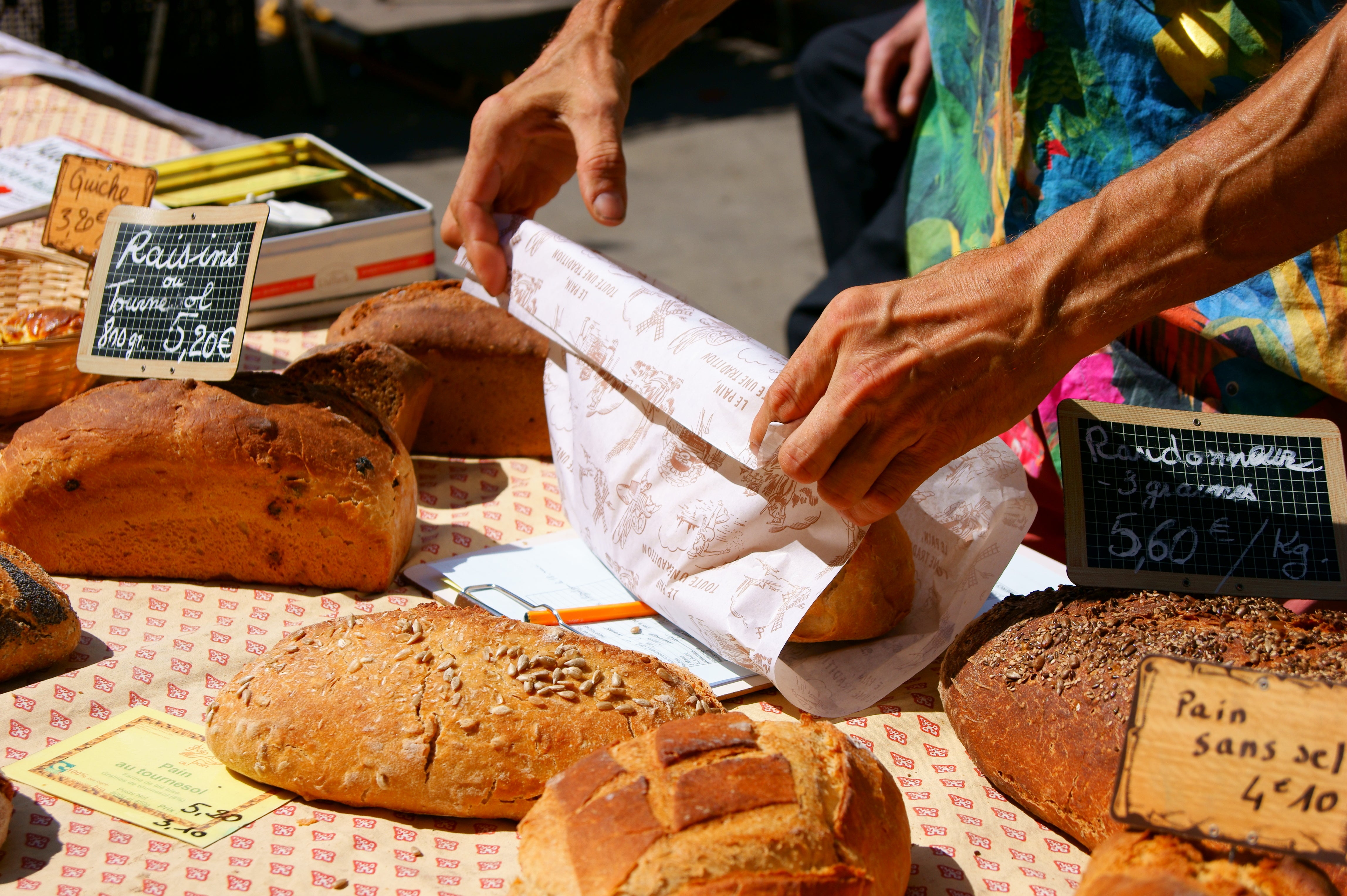 Selling bread at a market