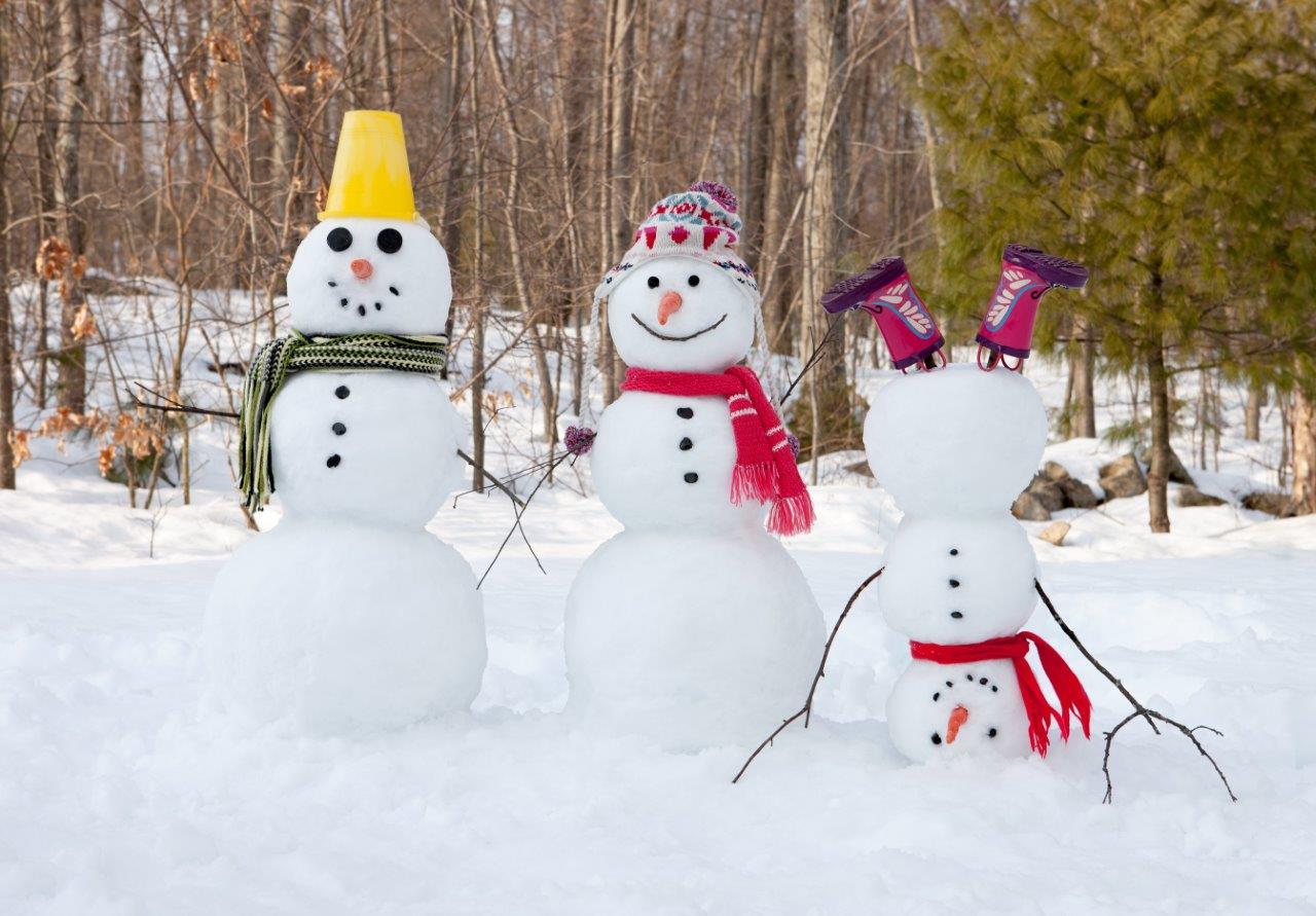 Three snowmen with one standing on its head - using your camera's scene mode settings