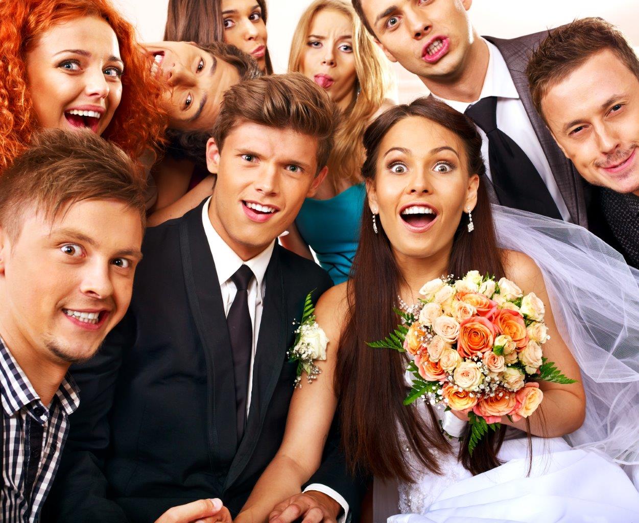 Fun wedding group photo
