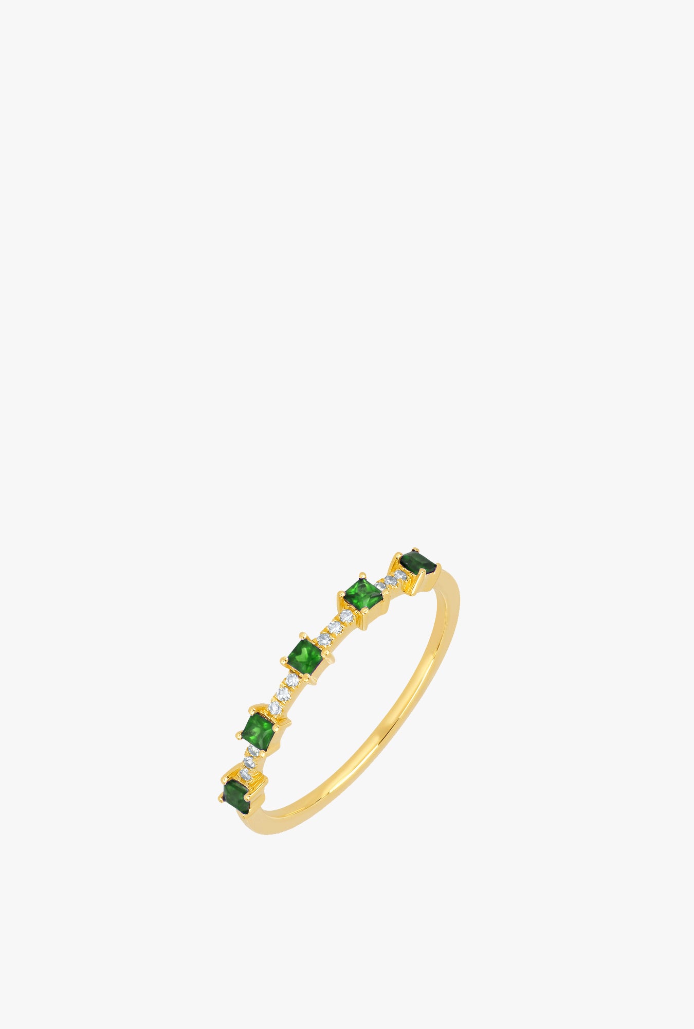 5 Tsavorite and Diamond Princess Stack Ring
