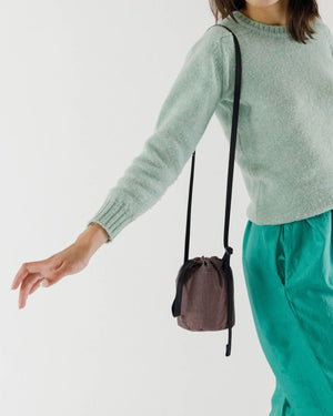 Mini Nylon Bucket Bag in Peppercorn
