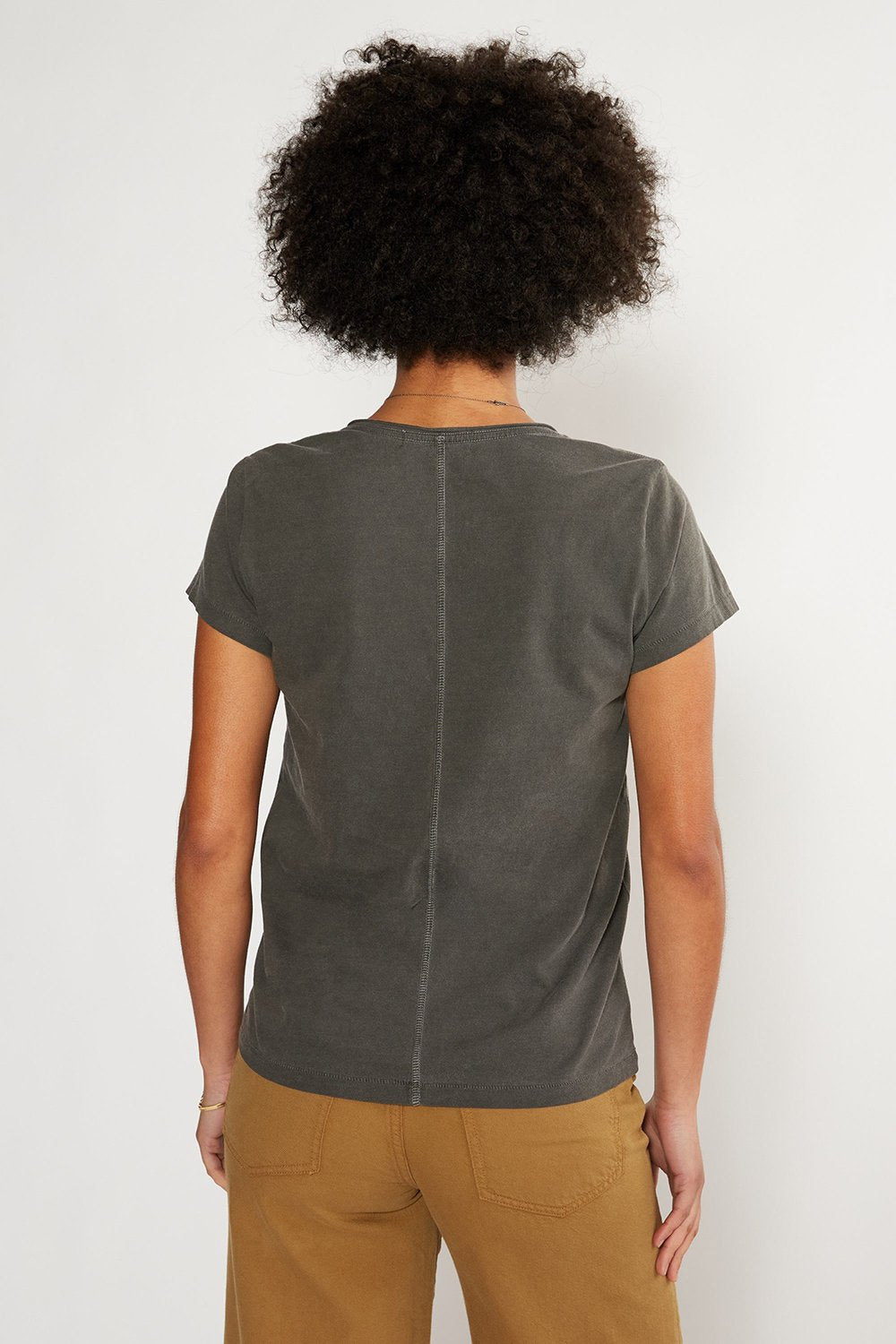 Aiden Organic Cotton V Neck Tee - Black Pigment