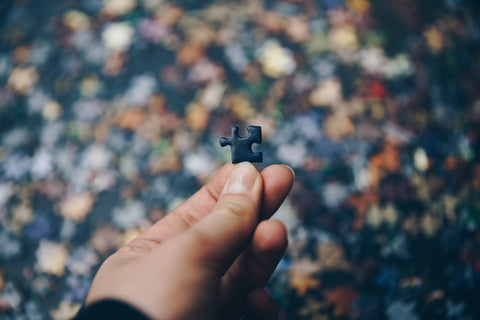 Hand holding puzzle piece