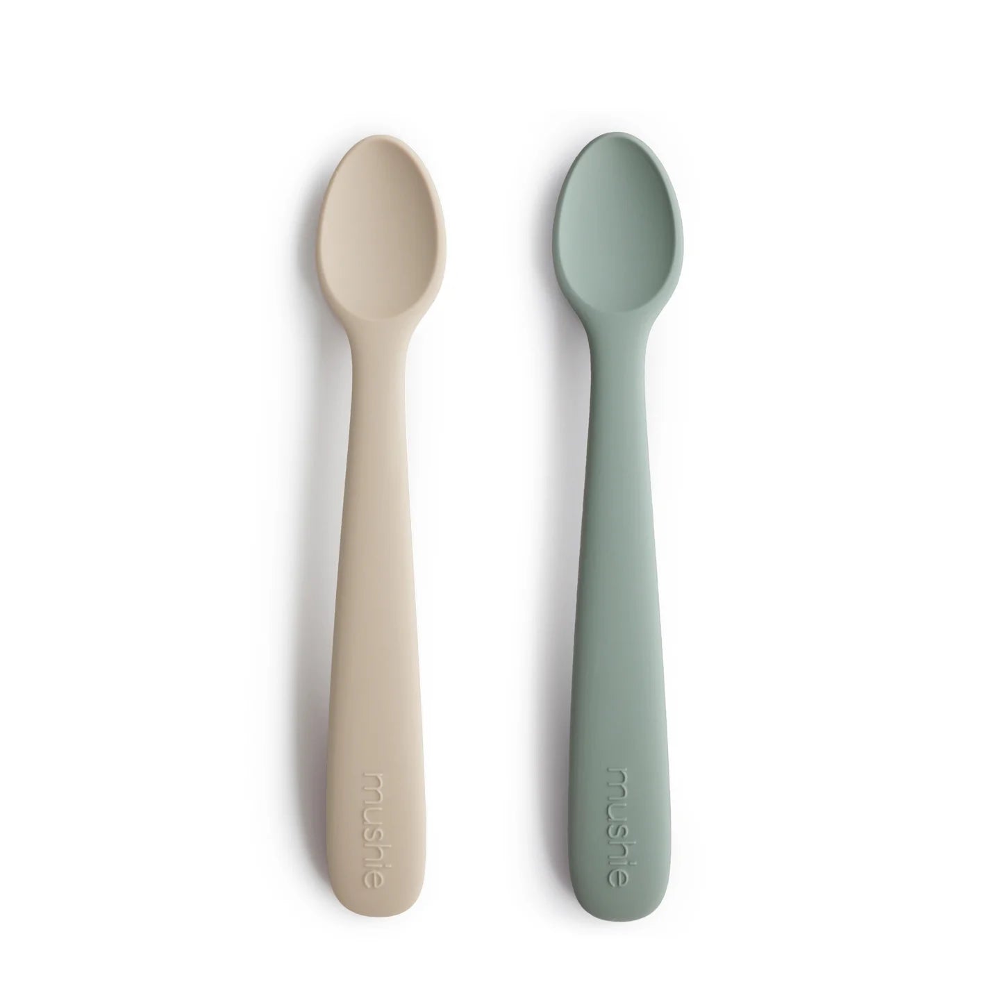 Silicone Feeding Spoons 2-Pack, Cambridge Blue/ Shifting Sand