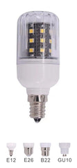 LED corn bulb with options for E12, E26, B22, and GU10 bases