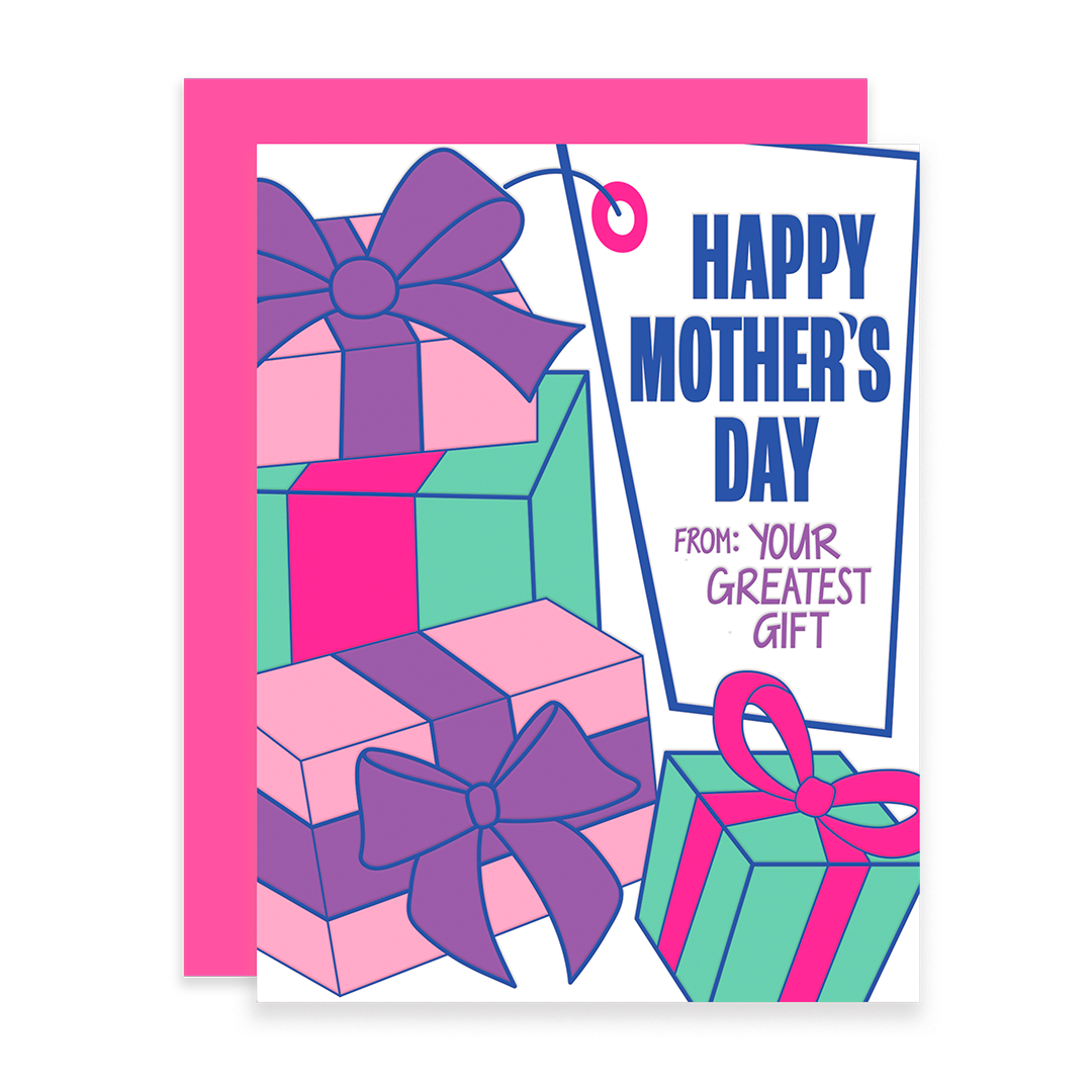 Greatest Gift, Letterpress Mother's Day Card Add Pink and Stir Stationery