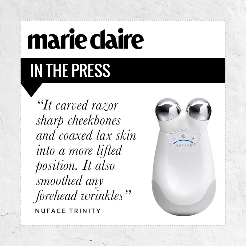 Press quote from Marie Claire - it carved razor sharp cheekbones and coaxed lax skin into a more lifted position. It also smoothed any forehead wrinkles
