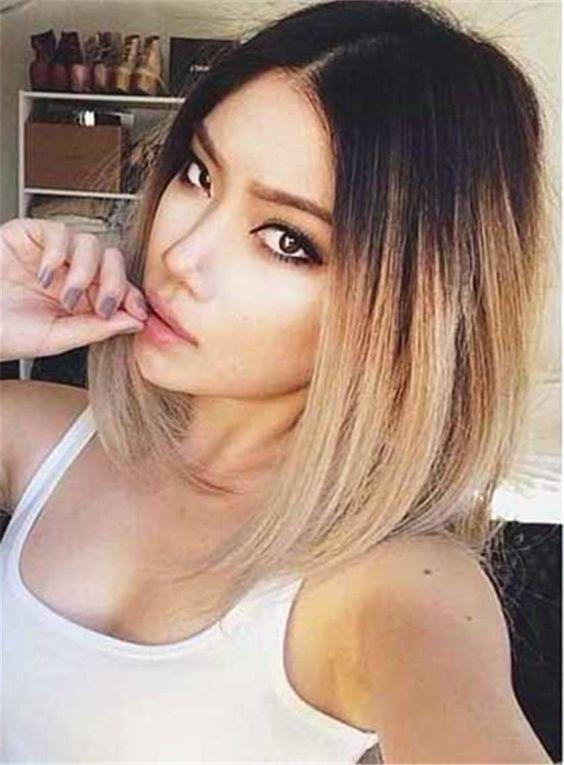 Colodo 13 4 Virgin Human Lace Front Wigs Ombre Straight Short Bob Wigs Zy 23