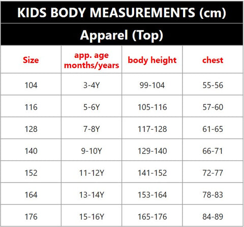 puma apparel size chart