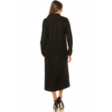 Women's Long Sleeve Twill Midi Dress