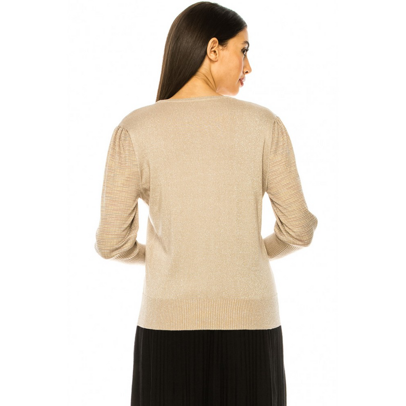 Women's Shimmer Ribbed Cuff Sweater