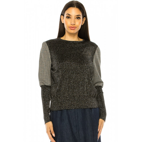 Women's Shimmer Ribbed Cuff Sweater