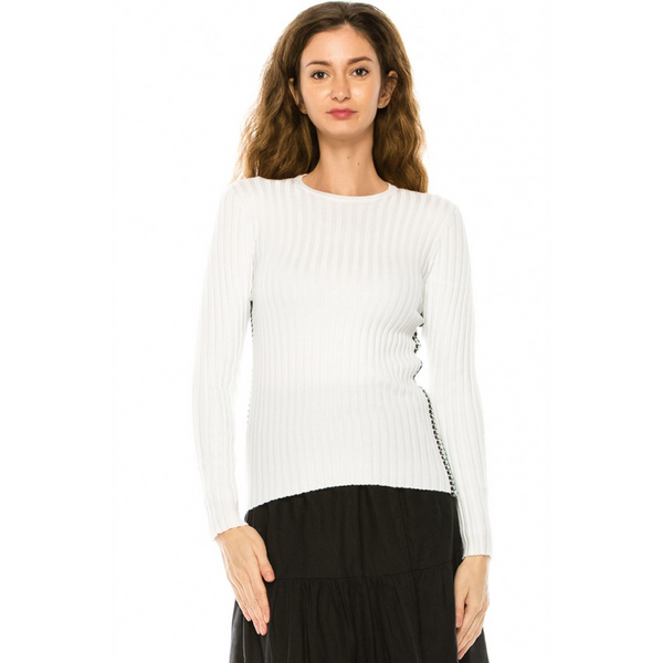 Women's Side Stitch Ribbed Sweater