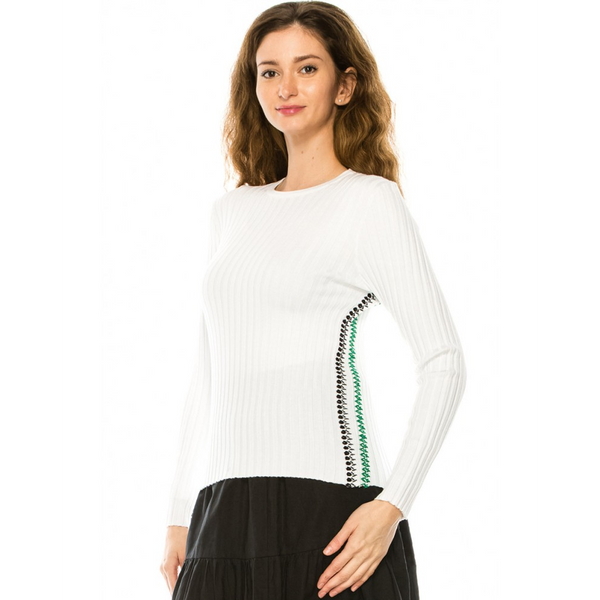 Women's Side Stitch Ribbed Sweater