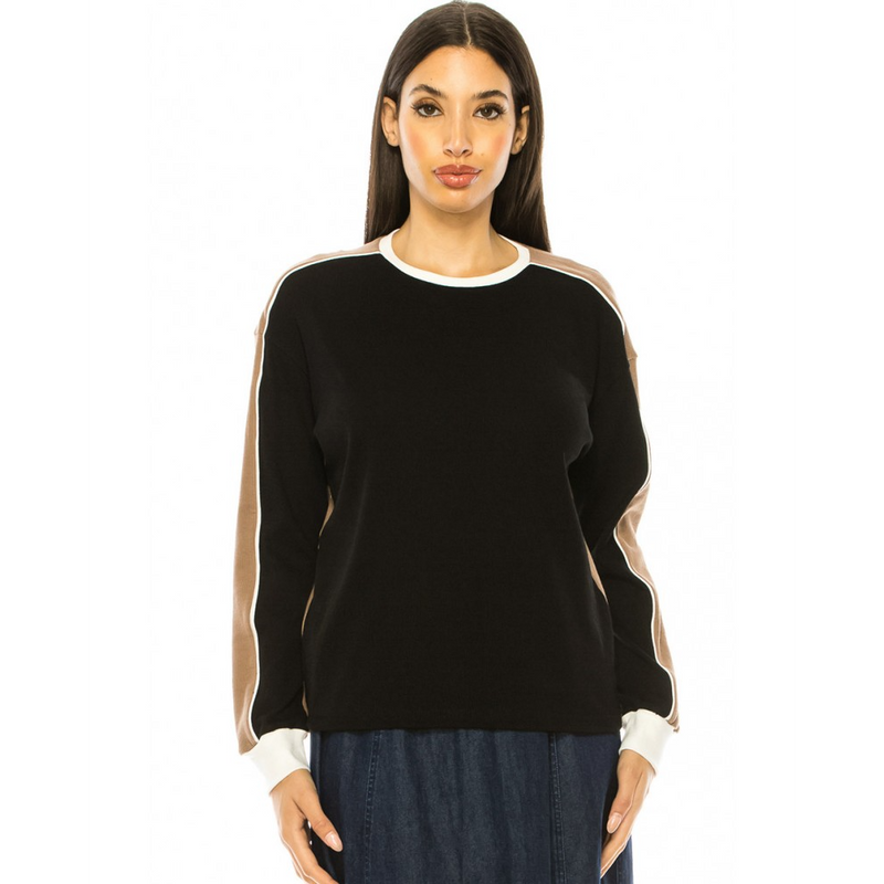 Women's Colour Block Long Sleeve Top