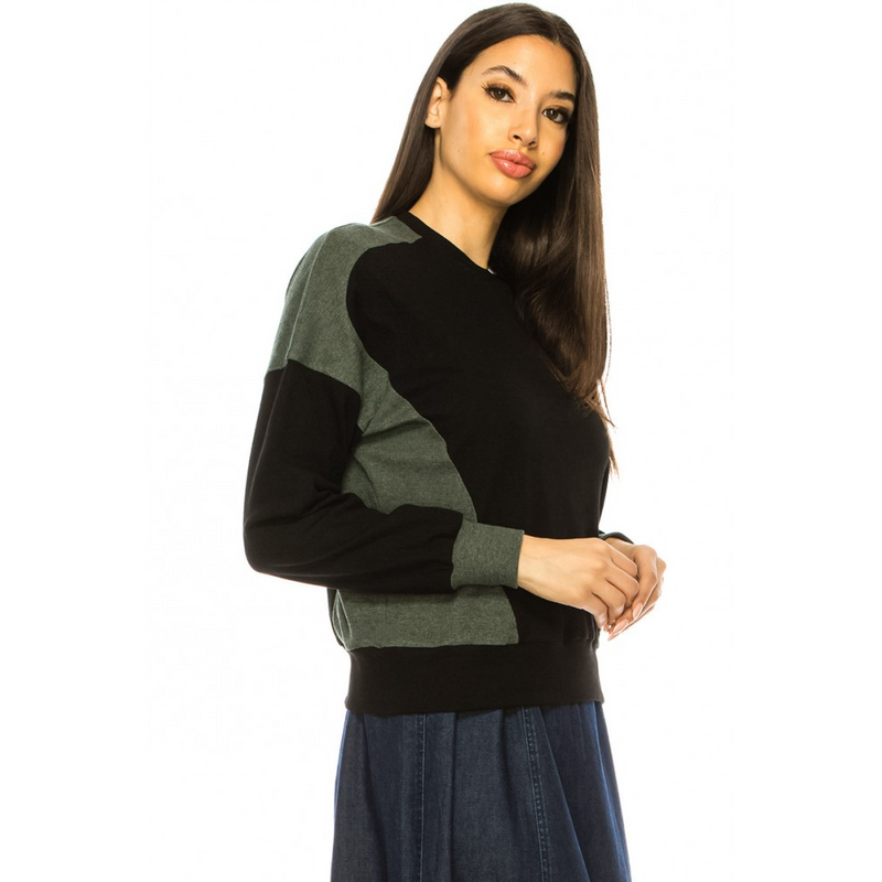 Women's Two-Tone Long Sleeve Top