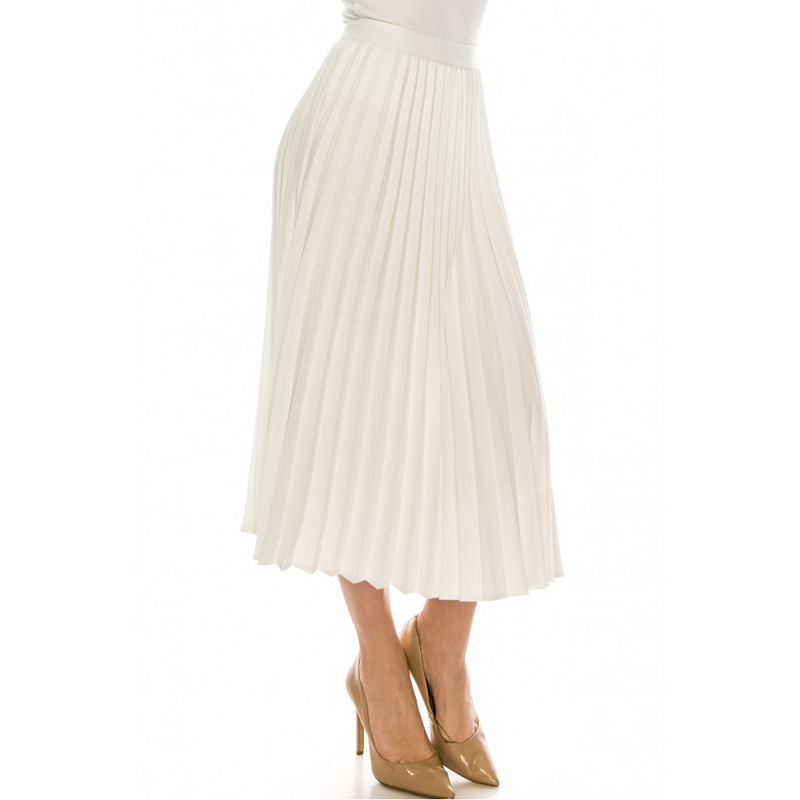 Women's Elastic Waist Pleated Skirt