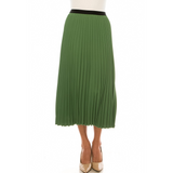 Women's Elastic Waist Pleated Midi Skirt