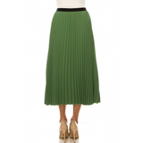 Women's Elastic Waist Pleated Midi Skirt