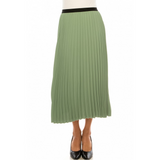 Women's Elastic Waist Pleated Midi Skirt