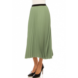 Women's Elastic Waist Pleated Midi Skirt