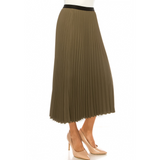 Women's Elastic Waist Pleated Midi Skirt