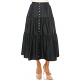 Women's Denim Midi Tiered Skirt