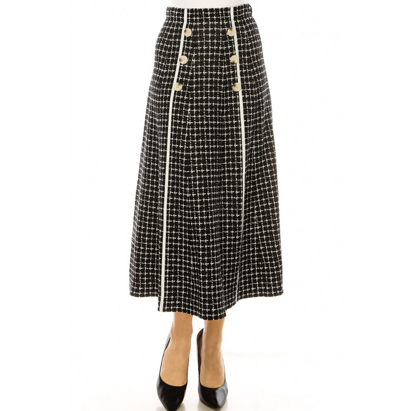 Women's Printed Buttoned Midi Skirt