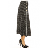 Women's Printed Buttoned Midi Skirt