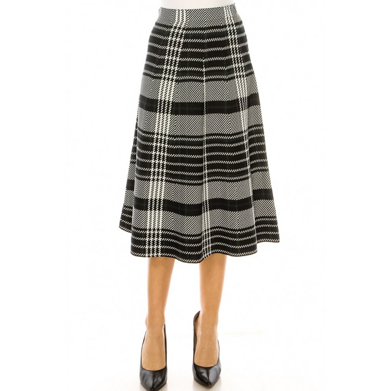 Women's Houndstooth Print Knit Skirt