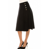 Women's Gold Button Detail Knit Midi Skirt