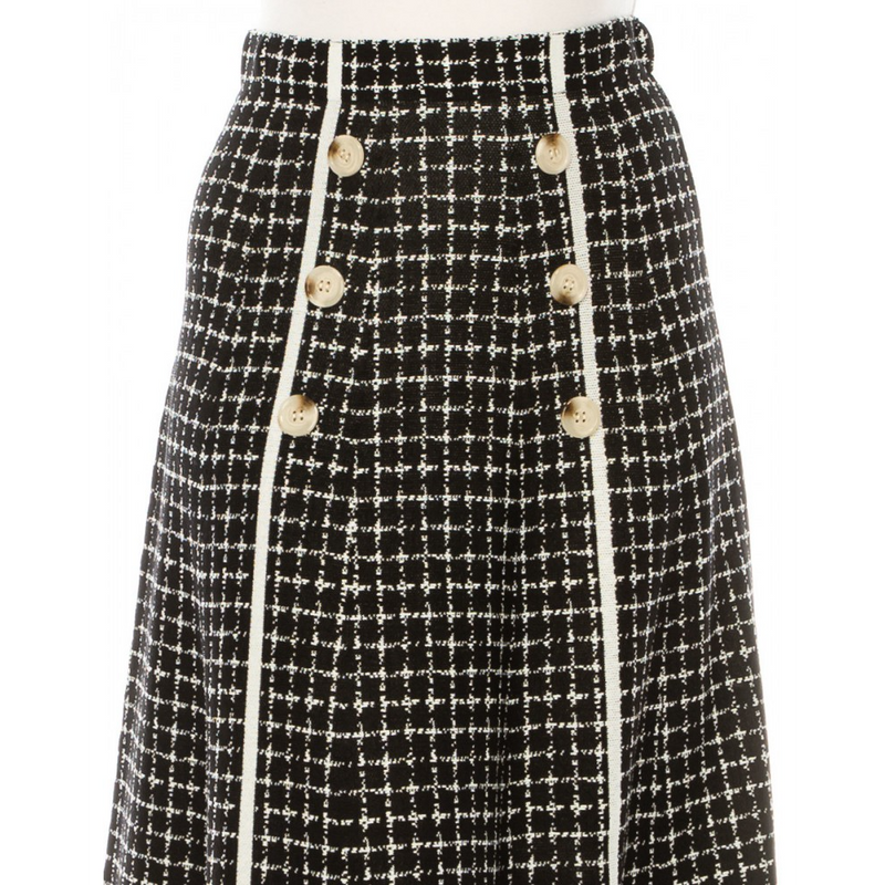Women's Printed Buttoned Midi Skirt