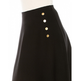 Women's Gold Button Detail Knit Midi Skirt