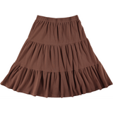 Girls Elastic Waist Ribbed Tiered Skirt