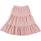 Girls Elastic Waist Ribbed Tiered Skirt