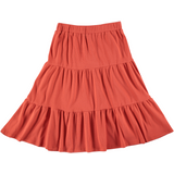 Women's Elastic Waist Ribbed Tiered Skirt - 25''