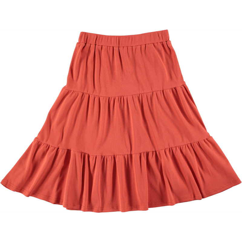 Women's Elastic Waist Ribbed Tiered Skirt - 27''