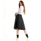 Women's Buttoned A-Line Denim Skirt