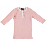 Girls 3/4 Sleeve Ribbed Henley Top