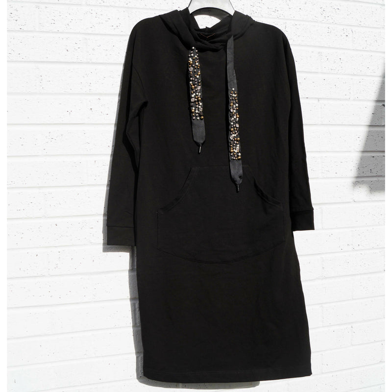 Embellished Drawstring Hoodie Dress