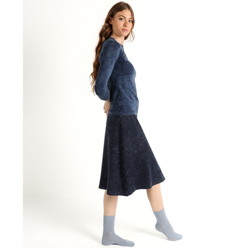 Women's Ribbed Stonewash Skirt - High Waistband