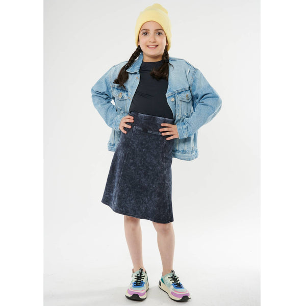 Girls Ribbed Stonewash A-Line Skirt