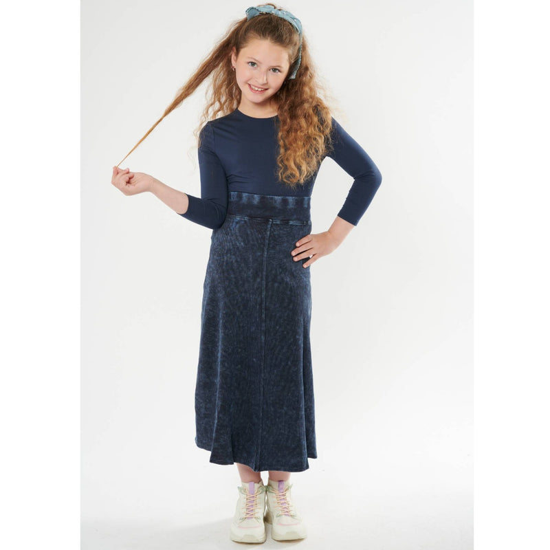 Girls Maxi Ribbed Stonewash Skirt