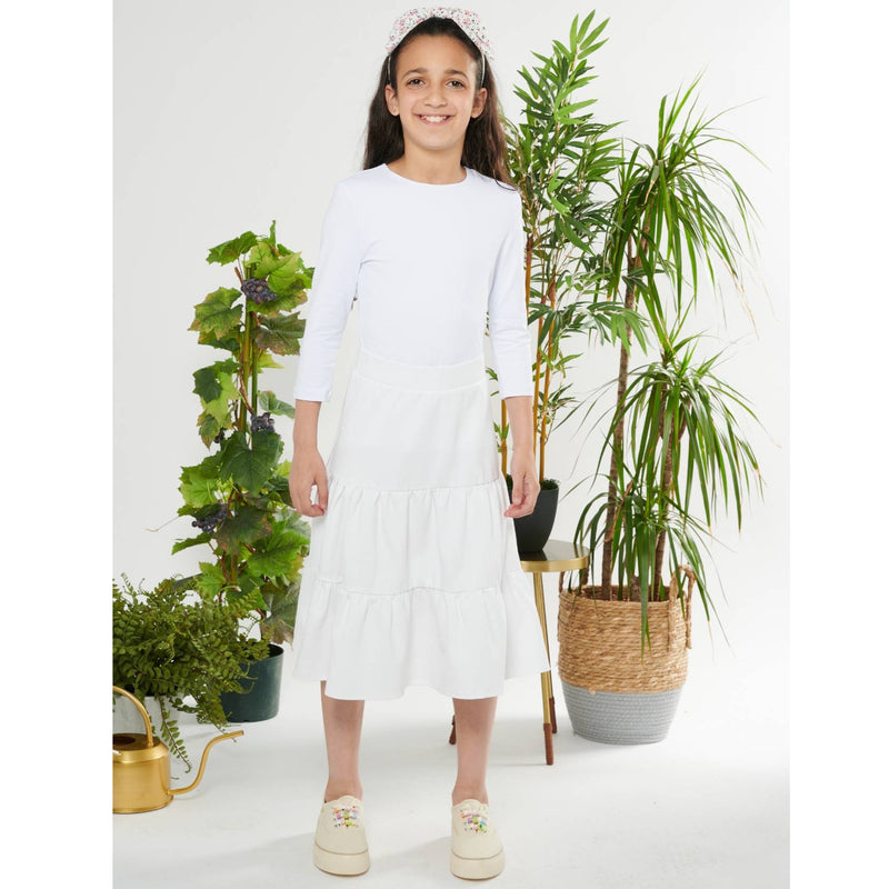 Girls Elasticated Three-Tier Skirt