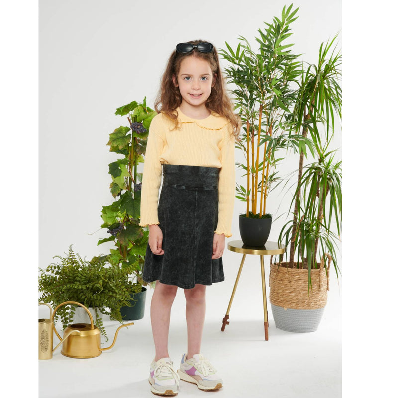 Girls Ribbed Stonewash A-Line Skirt